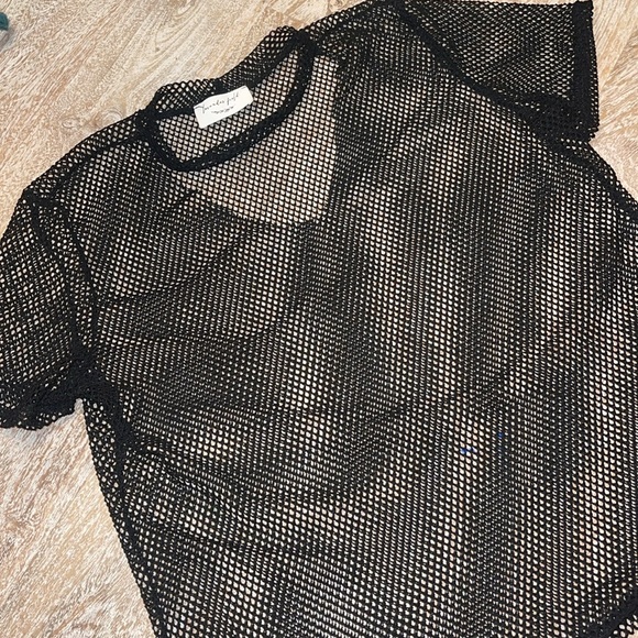 Lavender Field fishnet festival party top black small to medium - Picture 2 of 4